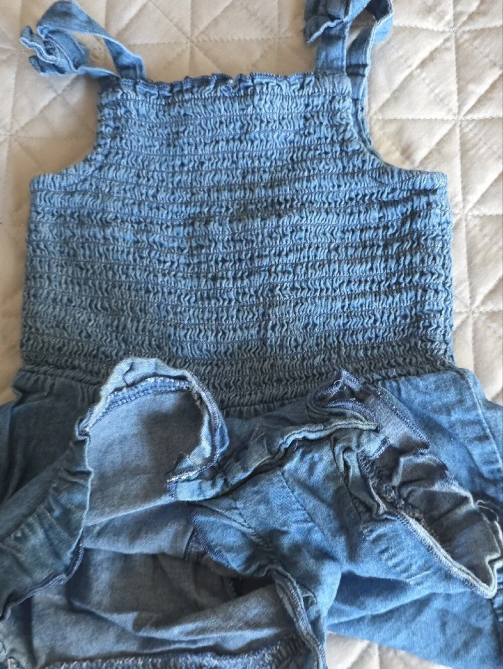 wonder nation Light Blue Smocked Strap Romper One-Piece